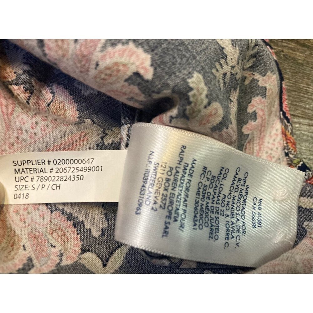 CHAPS Women’s Button Up Blouse Top Floral Paisley Long Sleeve No Iron Blue Sz S - Picture 8 of 9